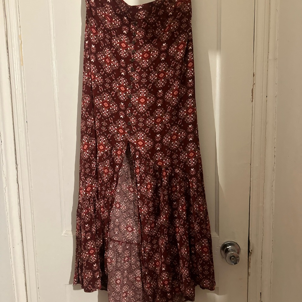 EARTHBOUND Burgundy Floral Maxi Skirt